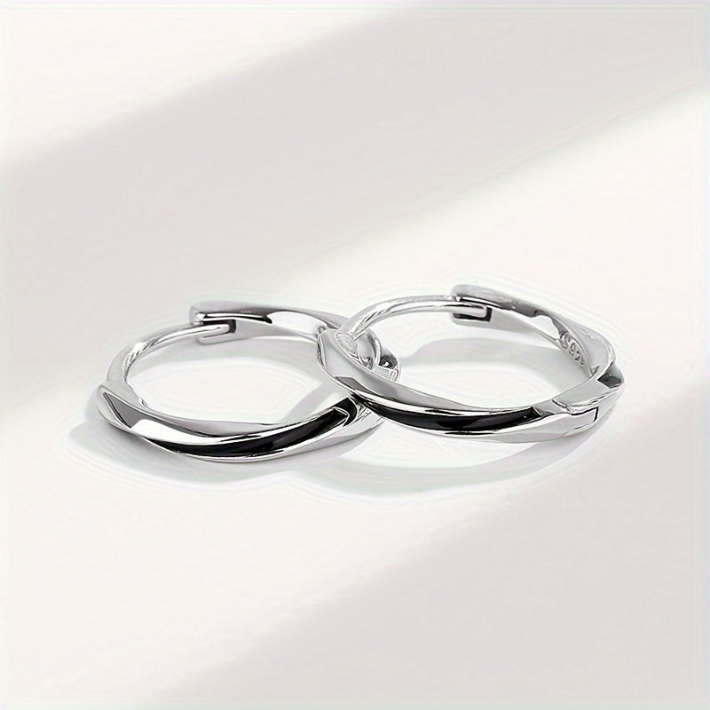 925 Sterling Silver Mobius Design Elegant Hoop Earrings