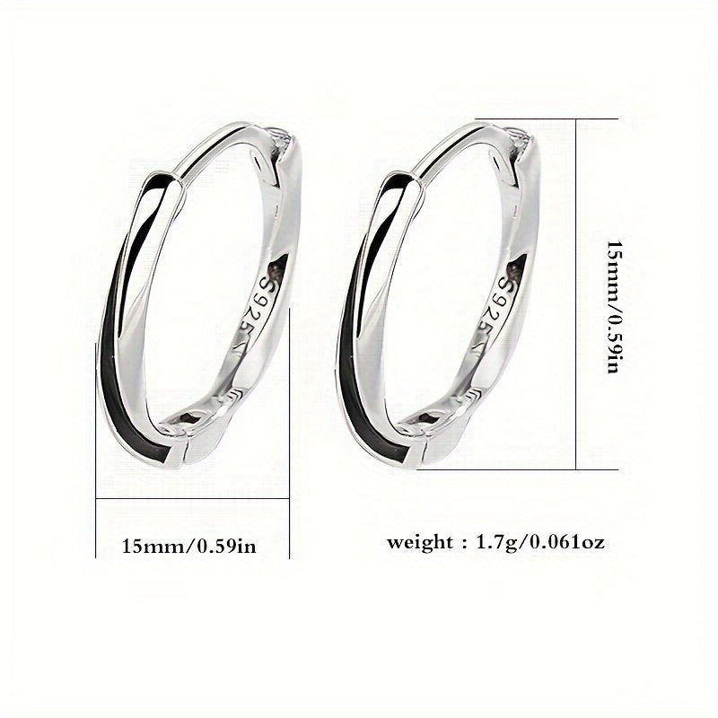 925 Sterling Silver Mobius Design Elegant Hoop Earrings