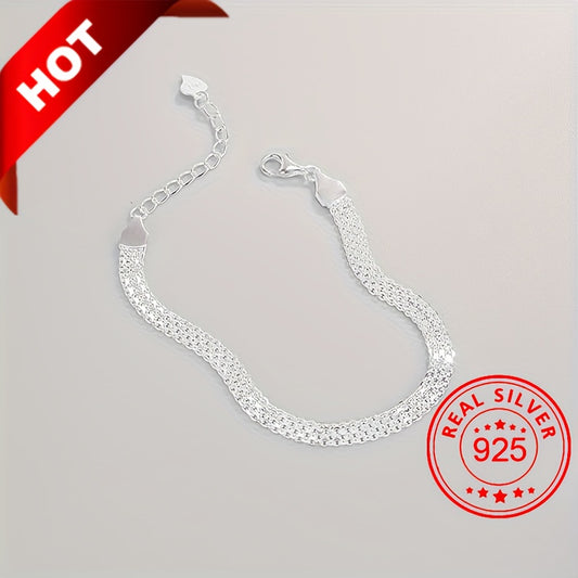 925 Sterling Silver Glitter Mesh Bracelet, Hypoallergenic